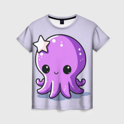 Женская футболка 3D Осьминожек фиолетовый