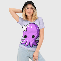 Женская футболка 3D Slim Осьминожек фиолетовый - фото 2