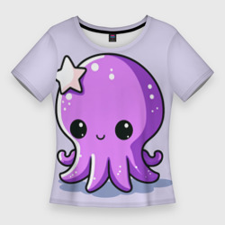 Женская футболка 3D Slim Осьминожек фиолетовый
