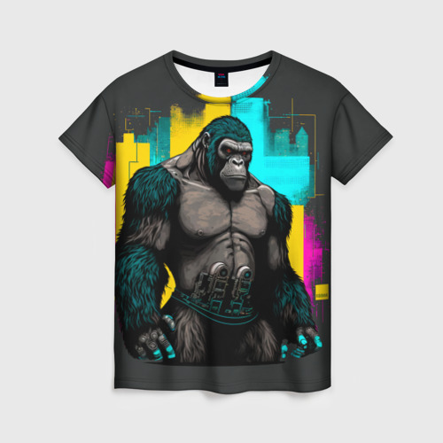 Женская футболка 3D Киберпанк-горилла, цвет 3D печать