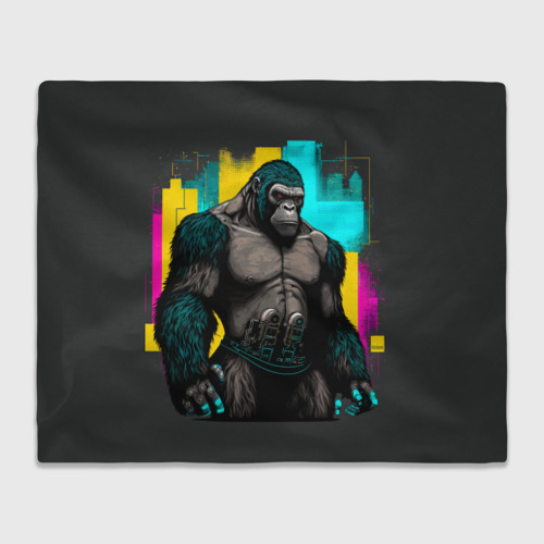 Плед 3D Киберпанк-горилла, цвет 3D (велсофт)