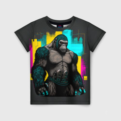Детская футболка 3D Киберпанк-горилла
