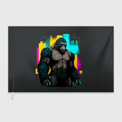 Флаг 3D Киберпанк-горилла
