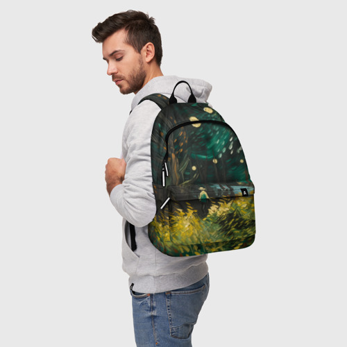 Рюкзак 3D с принтом Загадочный лес маслом, фото на моделе #1