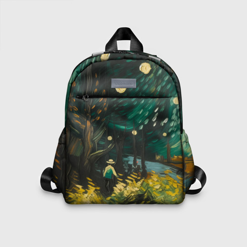 Детский рюкзак 3D с принтом Загадочный лес маслом, вид спереди #2