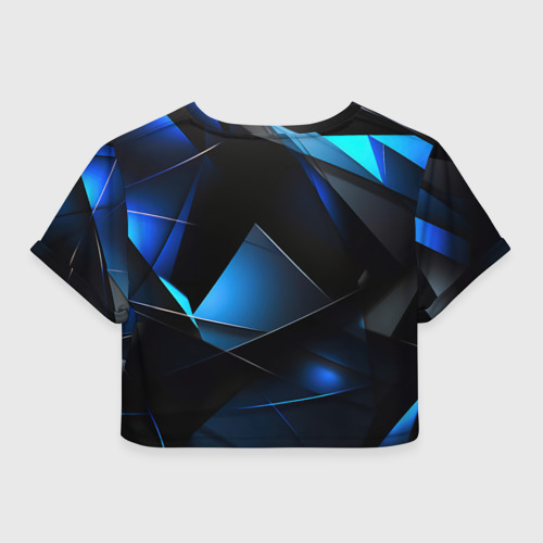 Женская футболка Crop-top 3D Черные и синие элементы, цвет 3D печать - фото 2