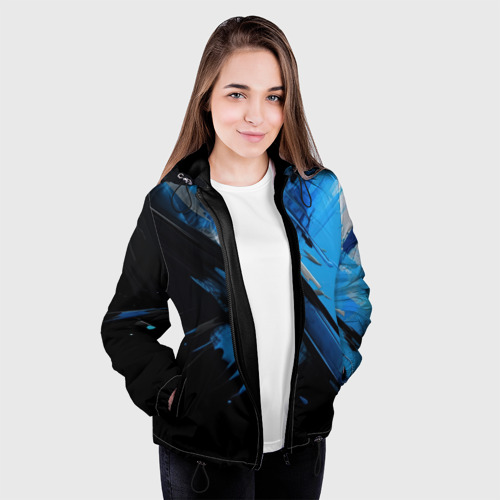 Женская куртка 3D Черно-синяя краска, цвет черный - фото 4