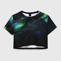 Женская футболка Crop-top 3D Dark green black elements