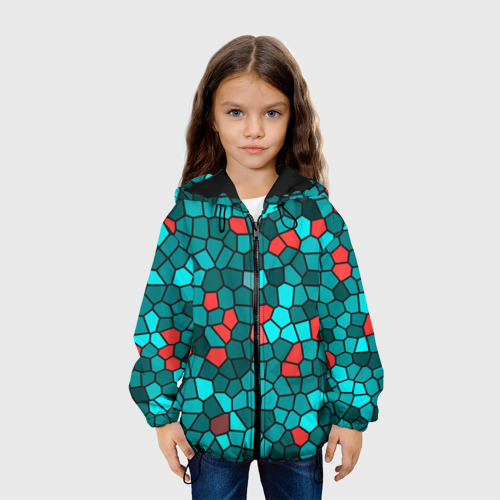 Детская куртка 3D Мозаика бирюзовый, цвет черный - фото 4
