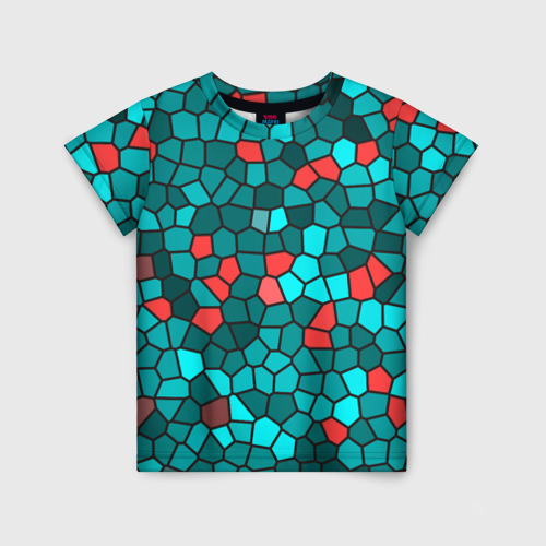 Детская футболка 3D Мозаика бирюзовый, цвет 3D печать