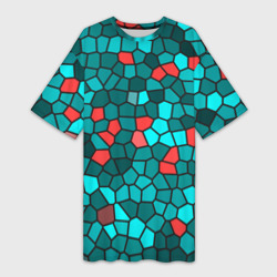 Платье-футболка 3D Мозаика бирюзовый