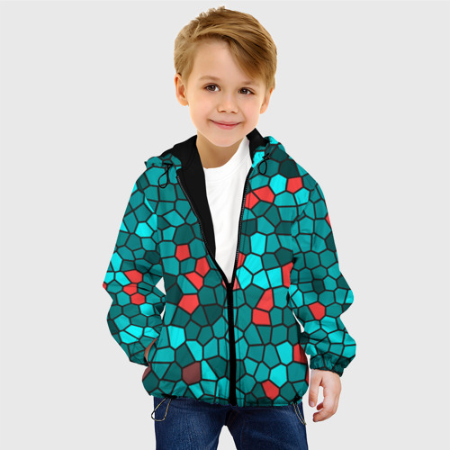 Детская куртка 3D Мозаика бирюзовый, цвет черный - фото 3