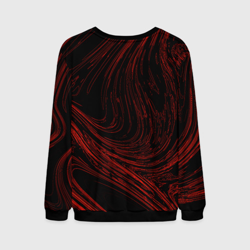 Мужской свитшот 3D Абстракция красные кривые линии на черном, цвет черный - фото 2