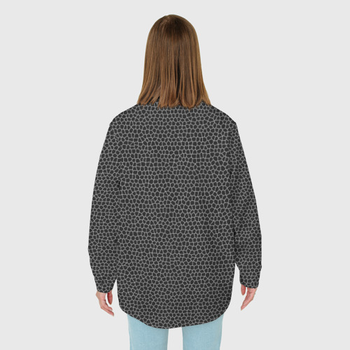 Женская рубашка oversize 3D с принтом Мозаика мелкая черный, вид сзади #2