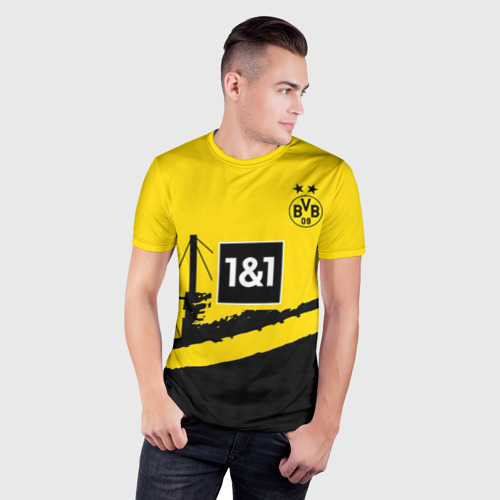 Мужская футболка 3D Slim Марко Ройс Боруссия Дортмунд форма 23-24 домашняя, цвет 3D печать - фото 3