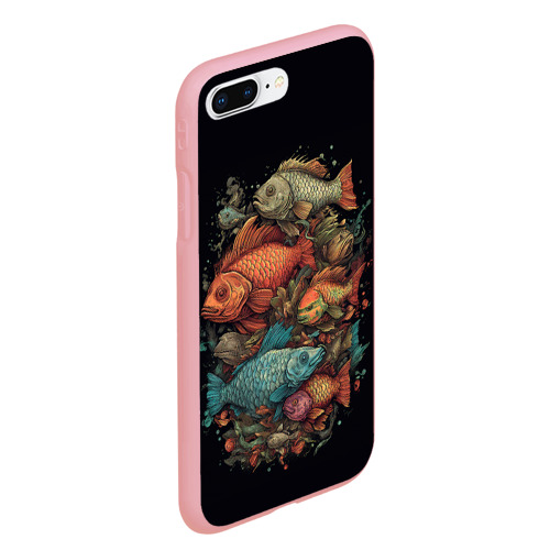 Чехол для iPhone 7Plus/8 Plus матовый с принтом Разноцветные   рыбы, вид сбоку #3