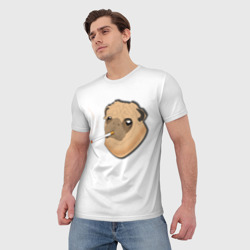 Мужская футболка 3D Мопс курящий - фото 2