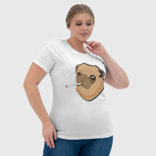 Женская футболка 3D с принтом Мопс курящий, фото #4
