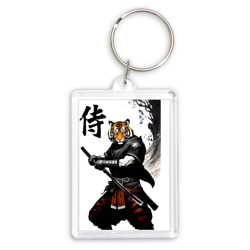 Брелок прямоугольный 35*50 Тигр самурай - иероглиф