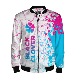 Мужской бомбер 3D Black Clover neon gradient style: по-вертикали