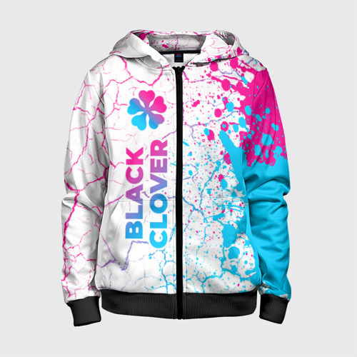 Детская толстовка 3D на молнии Black Clover neon gradient style: по-вертикали, цвет черный