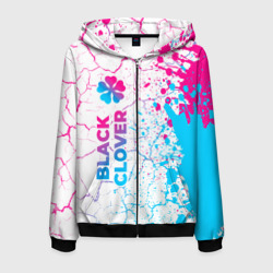 Мужская толстовка 3D на молнии Black Clover neon gradient style: по-вертикали