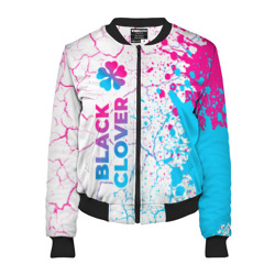 Женский бомбер 3D Black Clover neon gradient style: по-вертикали