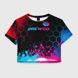 Женская футболка Crop-top 3D Daewoo - neon gradient: символ сверху