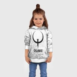 Толстовка с принтом Quake glitch на светлом фоне для ребенка, вид на модели спереди №3. Цвет основы: белый