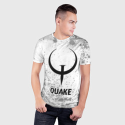 Мужская футболка 3D Slim Quake glitch на светлом фоне - фото 2