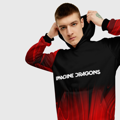 Мужская толстовка 3D Imagine Dragons red plasma, цвет черный - фото 5