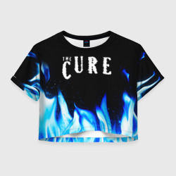 Женская футболка Crop-top 3D The Cure blue fire