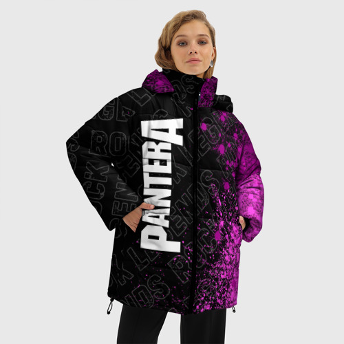 Женская зимняя куртка 3D с принтом Pantera rock Legends: по-вертикали, фото на моделе #1