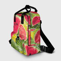 Рюкзак с принтом Сочный арбузик для женщины, вид спереди №2. Цвет основы: белый