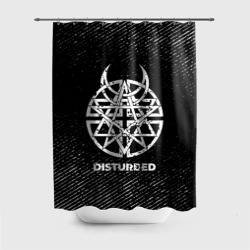 Штора 3D для ванной Disturbed с потертостями на темном фоне