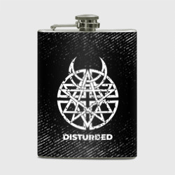 Фляга Disturbed с потертостями на темном фоне