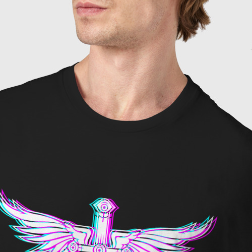 Мужская футболка хлопок с принтом Bon Jovi glitch rock, фото #4