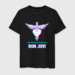 Мужская футболка хлопок Bon Jovi glitch rock