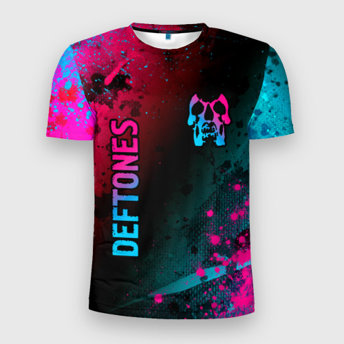 Мужская футболка 3D Slim Deftones - neon gradient: надпись, символ, цвет 3D печать