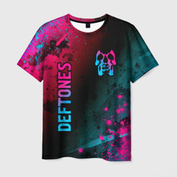 Мужская футболка 3D Deftones - neon gradient: надпись, символ