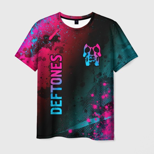 Мужская футболка 3D Deftones - neon gradient: надпись, символ, цвет 3D печать