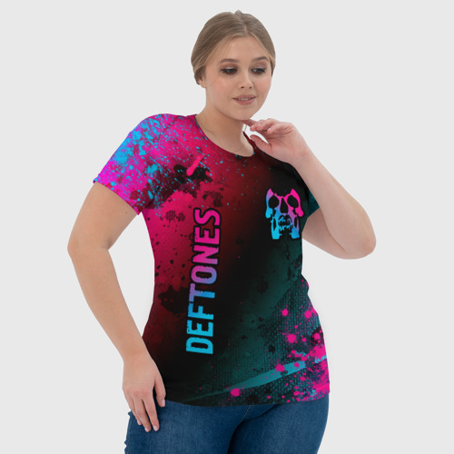 Женская футболка 3D Deftones - neon gradient: надпись, символ, цвет 3D печать - фото 6