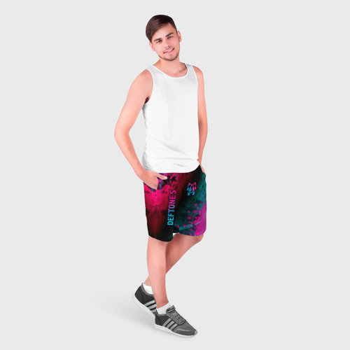 Мужские шорты 3D Deftones - neon gradient: надпись, символ, цвет 3D печать - фото 3
