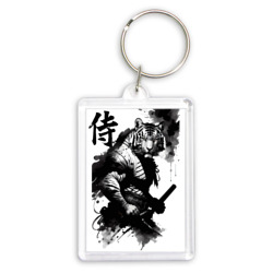 Брелок прямоугольный 35*50 Tiger samurai - hieroglyph - art