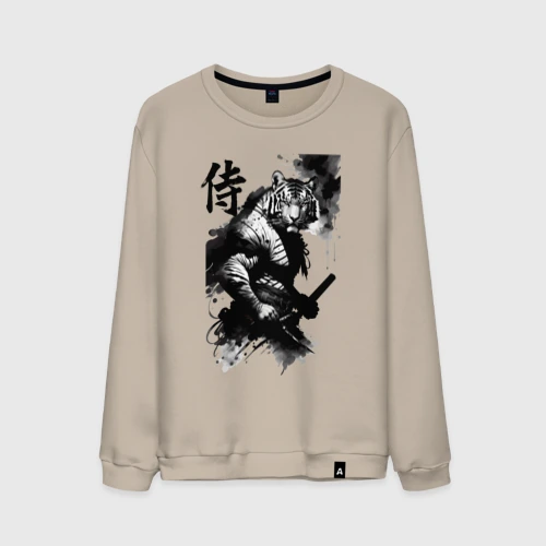 Мужской свитшот хлопок Tiger samurai - hieroglyph - art