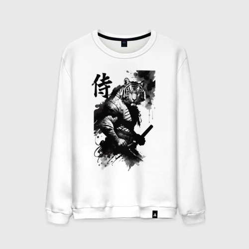 Мужской свитшот хлопок Tiger samurai - hieroglyph - art