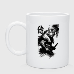 Кружка керамическая Tiger samurai - hieroglyph - art