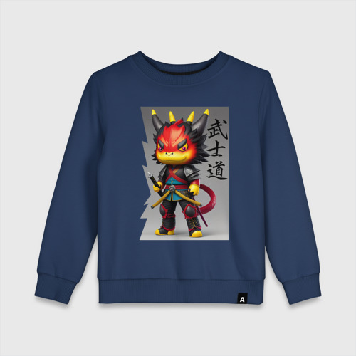Детский свитшот хлопок с принтом Дракончик - Бусидо - кодекс самурая, вид спереди #2
