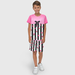Детский костюм с шортами 3D Костюм Барби: полоска с розами - фото 2
