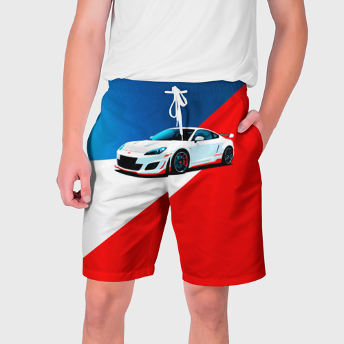 Мужские шорты 3D с принтом Нарисованный автомобиль, вид спереди #2